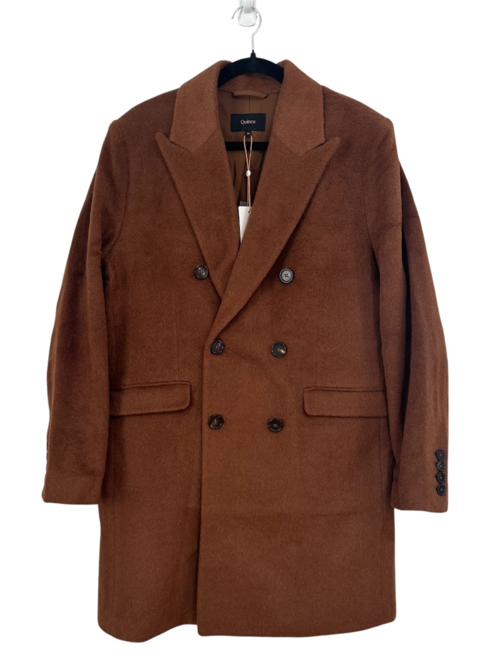 Quince Men's Luxe Camel Hair Double Breasted Peacoat in Vicuña Sz M NWT